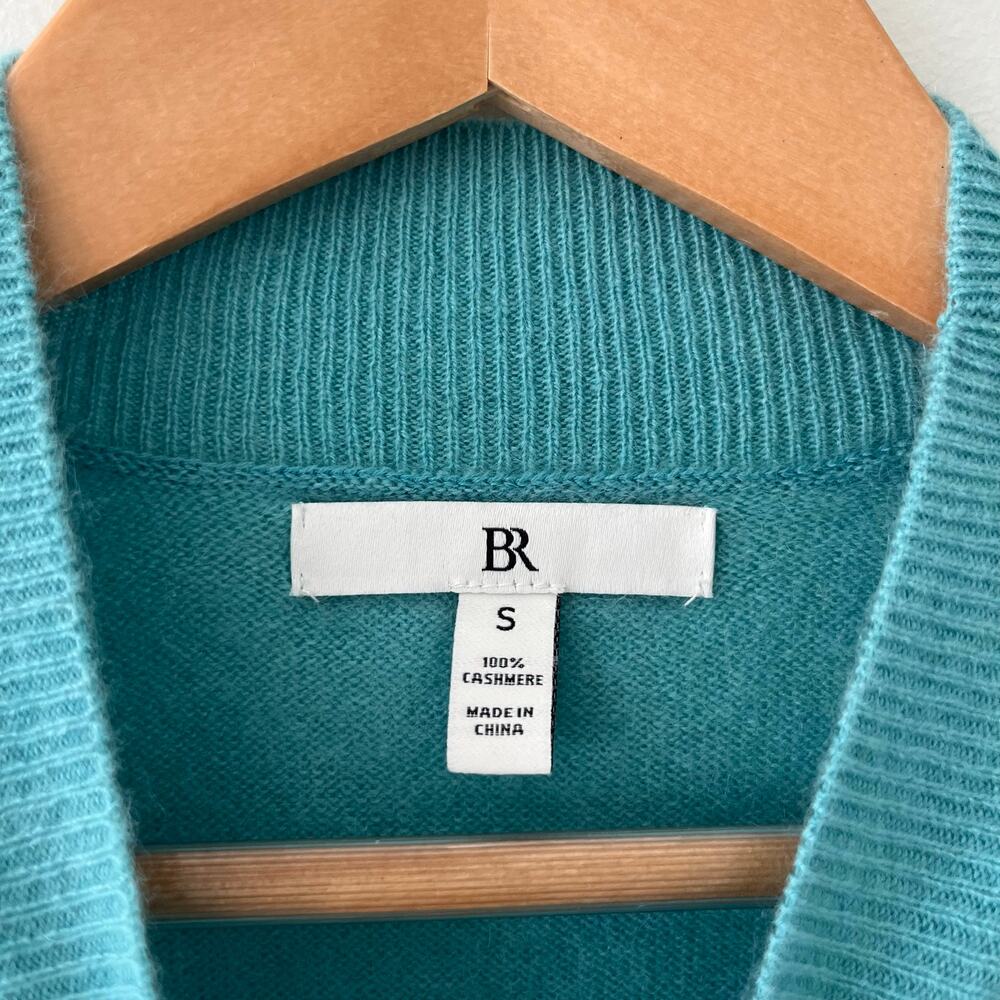 Banana Republic 100% Brushed Cashmere Mock-Neck Sweater in Aquamarine Blue Small - Picture 5 of 10